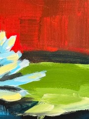 R Stevens Water Lily Pond Original Impressionist Painting 11×14 Floral Art