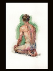 Original Watercolor Painting Male Figure Study Book Page (5.5 × 8.5 inches)