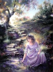 Marty Bell ~ Where Violets Grow 24×18 C/E ~ Limited Edition Oil on Canvas