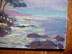 CAROL SIRAK Listed New Hope School ROCKY COASTAL SCENE Impressionist PAINTING