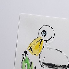 Original Pelican Bird Watercolor Painting Art Animal Decor Hand Painted 5X7