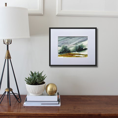 8×10 Original Marsh Landscape Watercolor Painting Impressionist Artist Signed