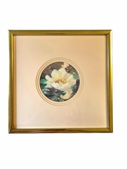 Watercolor Painting Original Peony Rose Flower Pink Square Frame 7.25″ X 7.25″
