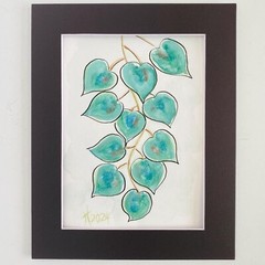 Eucalyptus Love Original Watercolor Painting Matted 8x10in Frame Ready Wall Art