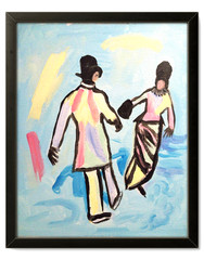 Skating Nostalgia 11×14 Modern Original Signed Canvas Wall Art Acrylic BACH