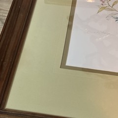 VTG Watercolor Print By Mads Stage Thistle & Butterfly 23×19 Wood Frame Danish