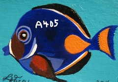 A1238 ORIGINAL ACRYLIC ACEO PAINTING BY LJH „PUFFER FISH“