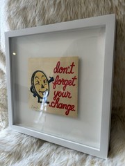 Gary Taxali Original Gocco Print “Don’t Forget Your Change“ – Museum framed