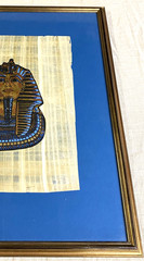 Vintage Egyptian King Tut Painting Papyrus Paper Hand Painted Framed Art 25×21