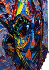 AFRICAN MASK OIL█PAINTING REALISM ART█SIGNED VINTAGE ORIGINAL█EXPRESSIONIST POP█