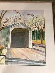 Nice Vintage Valera Ritchie „Sergeantsy Bridge“ Watercolor Painting – Framed