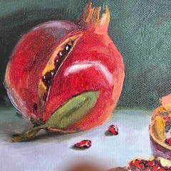 Pomegranate fruit still life original oil painting