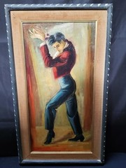 EDITH MONTLACK ORIGINAL SIGNED OIL PAINTING MALE FLAMENCO DANCER 29 x 17
