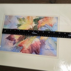 Original Watercolor Painting Nature Autumn Leaves Framed Signed Cynthia Moser
