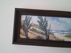 SMALL ORIGINAL Oil Painting on Cardboard | Beach/Coast/Sea | 17x7cm | Signed