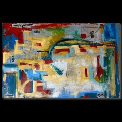 Abstract acrylic painting original by Monica Fallini 24in x 37in