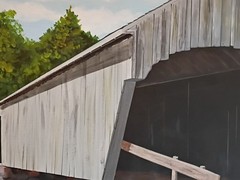 Tim Spongberg Original Painting Covered Bridge Landscape Signed Acrylic