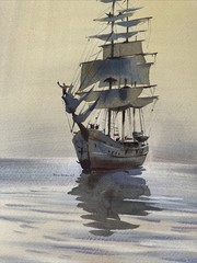Rex Brandt Painting Nautical Boat Ship Sea Seascape Listed Famous Vintage Coast