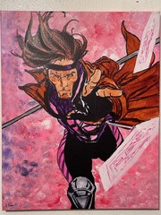 Seasoned Art Gambit painted portrait comic fan art Playing Card throwing X-Men