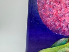 Sharon Davie Barrett Acrylic Painting of Tree on Wood Titled Pink Powder Puff