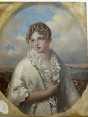 Antique Painting Pretty Woman Women Female Model Mystery 19th Century Heirloom