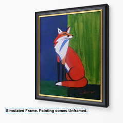 Original Fox Abstract Painting 8×10 Animal Wildlife Modern Wall Art