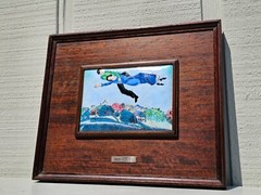 MARC CHAGALL AFTER ENAMEL ON COPPER PLAQUE WOOD FRAMED MCM SPAIN