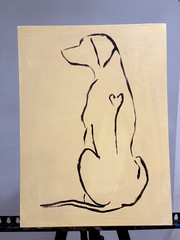 Companion 12×16 Canvas Acrylic Dog Line Pet Wall Original Art Living Room Decor