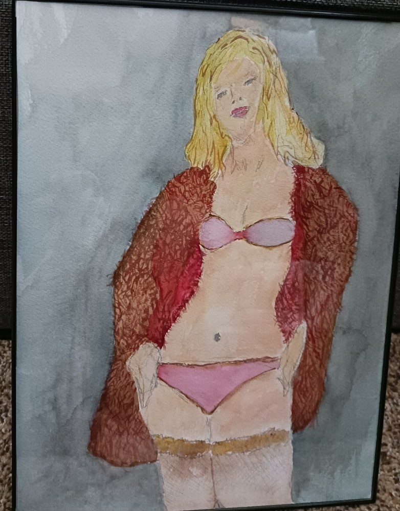 Framed Original 9 x 12 Painting: Watercolor and Pencil on Cold Press Paper