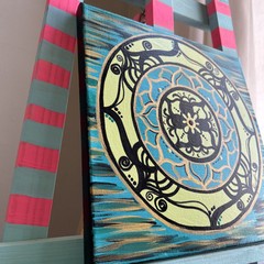 Original Kayla Braden “Sincerity” Teal Acrylic Mandala Painting on Canvas 🖤