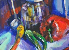 Oil painting Peppers Ukrainian painter canvas Unframed Decor original still life