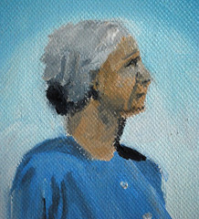 Vtg ‚ELDERLY COUPLE‘ PORTRAIT Acrylic Painting On Board Signed Framed 20″ x 16″