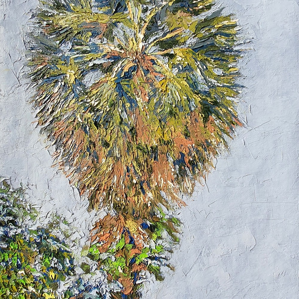 Palm Tree Painting Tropical Landscape Florida Coastal Art Original Oil Painting