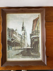 Vtg Framed Signed Color Print Don Davey St. Louis Cathedral French Quarter NOLA