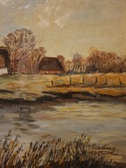 Original Oil Painting Landscape 1985 Signed By A. Kaeding 31x37cm Vintage