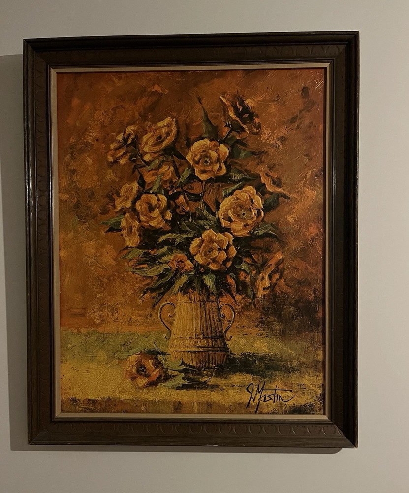 Vintage textured print on board from 1969 painter John Mastin