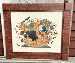 Vintage Folk Art Theorem of a Basket of Fruit by Hope R. Angier