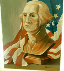 PRESIDENT GEORGE WASHINGTO VERY WELL DONE VINTAGE ORIGINAL OIL PAINTING