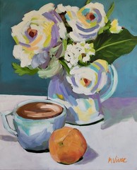 MONA VIVAR Original 20×16 Colorful Floral Abstract Fruit Kitchen Art Painting