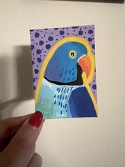 ACEO Original: Blue Parrot by hellomissybee Hand-Painted Miniature Art Card