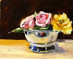 ROSES Flowers Still Life Oil painting UKRAINE 8X10