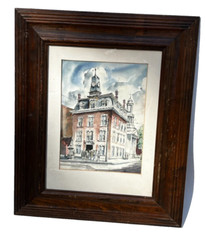 Thomas Malloy Watercolor Painting Trenton City Hall NJ New Jersey Framed
