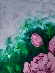 Original Rose Oil Painting Pink Flowers Wall Art Floral Canvas Art 16 x 12 in.