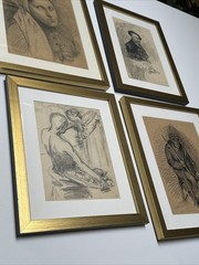 ORLANDO ROULAND PAINTING DRAWING LOT COLLECTION ANTIQUE NEW YORK PORTRAIT FAMOUS