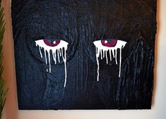 Eyes Up Here – Textured canvas original acrylic large 30x40in