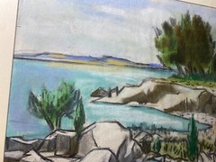 Frederick Childs (1908 – 1978) „Coastal Landscape“ Pastel Painting-Signed/Framed