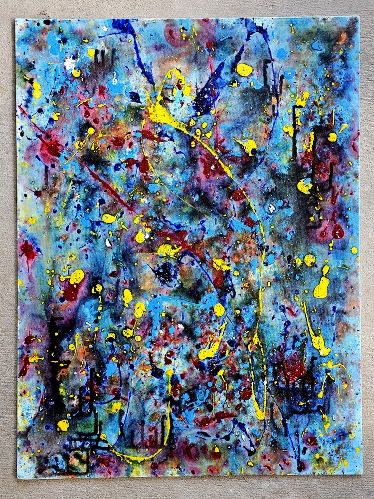 Mikol Merlin Signed Original Abstract Painting MCM Mid_Century Modern Style Art