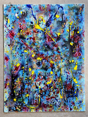 Mikol Merlin Signed Original Abstract Painting MCM Mid_Century Modern Style Art