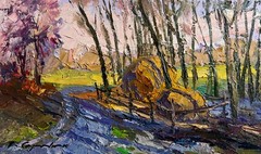 Oil Painting March Days In The Field B. Serdyuk Unframed Original nAAA3744