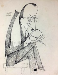 Juan David. Caricature. Gil Salguero, 1960. Ink on cardboard. Original signed